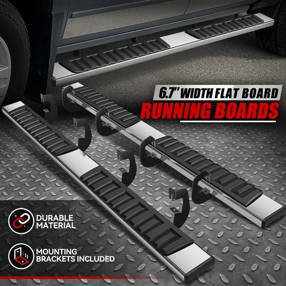 Nuvision for 07-19 Chevy Silverado GMC Sierra 1500 Crew Cab 6.7" Step Bar Running Board