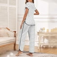 thumbnail image 3 of qolati Pajama Set for Womens Soft Comfy Crewneck Short Sleeve Pullover Top and Long Pants Sleepwear Lounge Set Two Piece 2024 Matching Outfits Set, 3 of 8