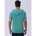 thumbnail image 3 of DARING DIVA Men's Casual Short Sleeve Pullover Drawstring Hooded T-Shirt M Dark Green, 3 of 6