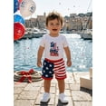 thumbnail image 6 of BemeyourBBs Newborn Baby Boy My First 4th of July Outfit Baby Memorial Day Independent Day Outfit Short Sleeve Patriot Flag in Truck Letter Print Romper Star Stripe Shorts Set Baby Boy Summer Clothes, 6 of 9