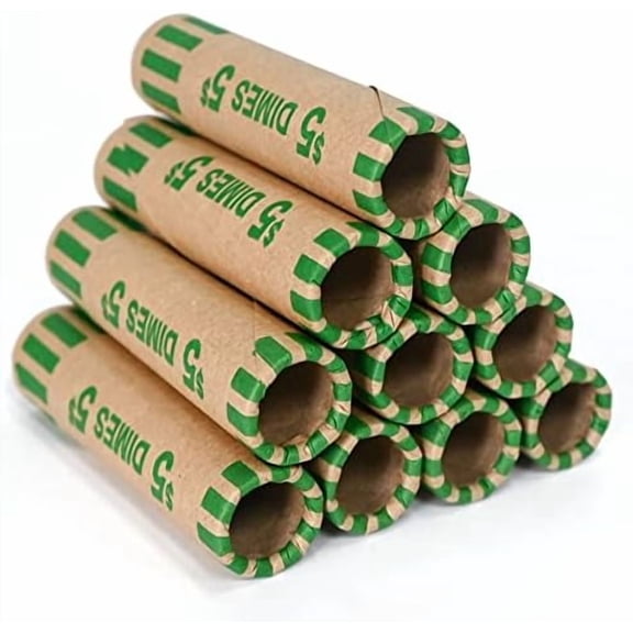 118 PCS Preformed Coin Wrappers Rolls-Dimes$$