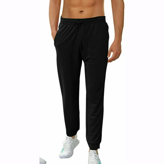 YouLoveIt Men's Casual Jogging Gym Bottom Sports Sweatpants Jogger Pants Sweatpants Mens Long Pants Athletic Casual Jogger Sweatpants, Black
