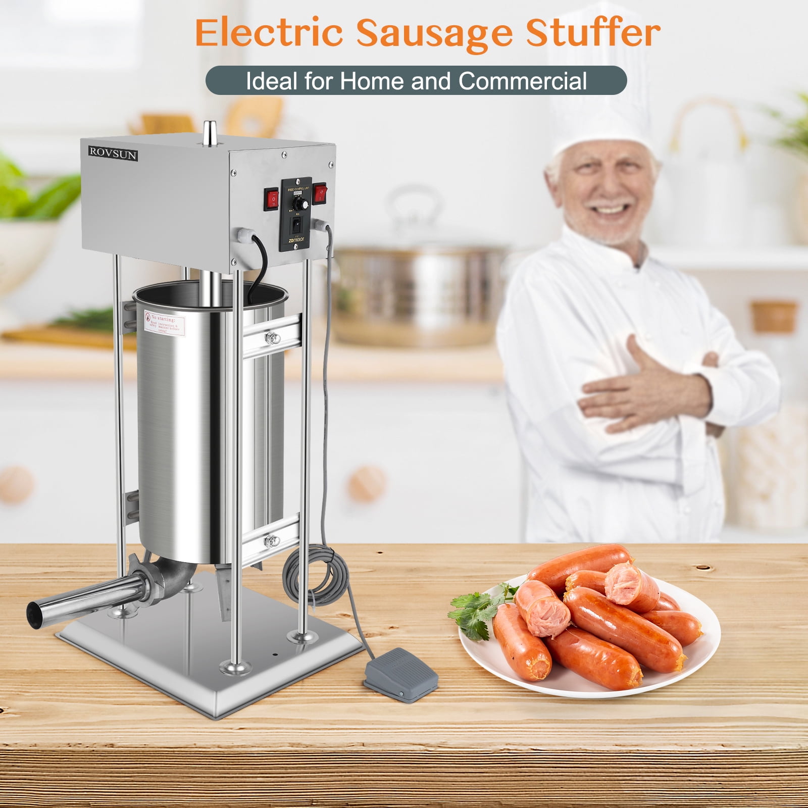 TAUS 15L Vertical Commercial Sausage Stuffer 2 Speed Electric Meat Maker  Machine