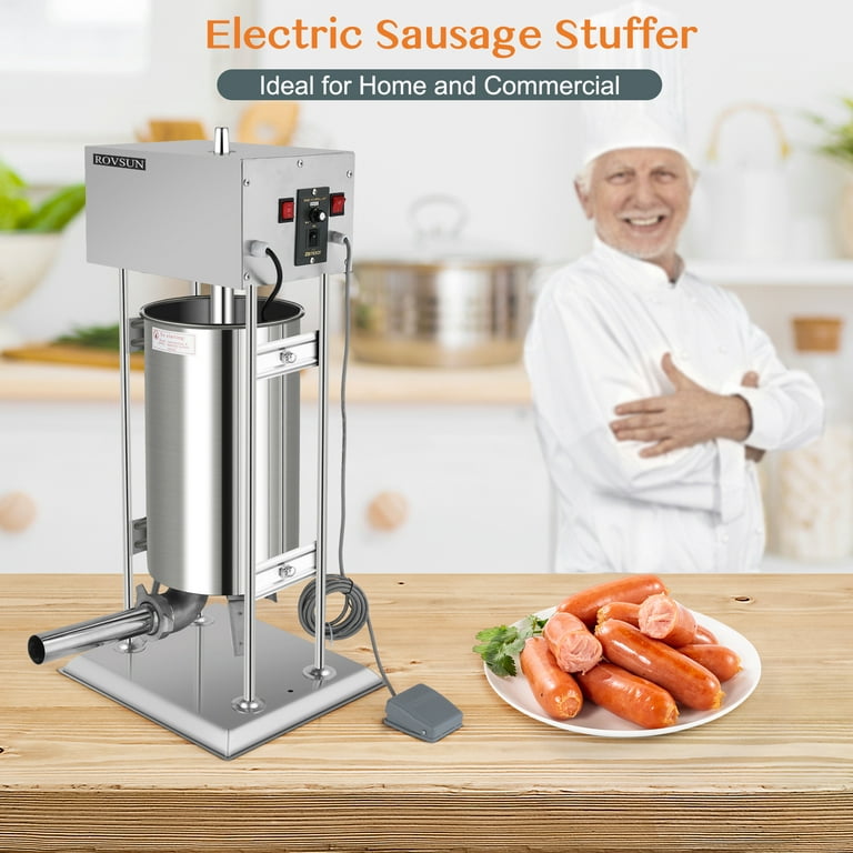 ROVSUN 15.4LBS/10L Electric Sausage Stuffer, Adjustable Speed Stainless  Steel Sausage Maker Meat Stuffer, Heavy Duty Vertical Electric Stuffer  Sausage Filler with 5 Stuffing Tubes, Home & Commercial 