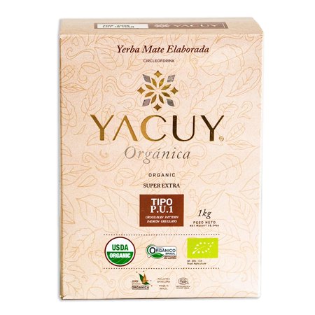 Yacuy Super Extra Certified Organic Bold, Dark, Rich, Robust Brazilian Erva Mate Tea Gourmet and Complex Yerba Mate Super Vacuum Sealed (1 PACK)