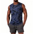 thumbnail image 4 of DORKASM Men's Camo Print Sleeveless Workout Tank Top Quick Dry Gym Muscle Shirt Athletic Tee Dark Blue 3XL, 4 of 4