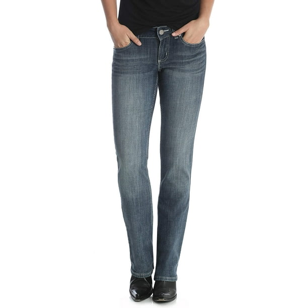 Jeans Wrangler Donna Western Mid Rise Stretch - Gamba Dritta, Dark Stone, Lunghezza 36 (Cucitura 86,4 Cm)