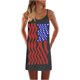 thumbnail image 1 of Puntoco Vestidos Mujer Verano Mujer Slim A-Line V-Cuello Día de la Independencia Impresión Sin Mangas Sling Falda Vestido, 1 of 3