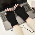 thumbnail image 2 of qolati Men's Women's USB Heated Gloves Mitten USB Hand Warmers Winter Warm Full Finger and Half Fingerless Knitting Gloves Cold Weather Warm Hand Typing Heating Gloves, 2 of 5