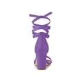 thumbnail image 2 of BLISSFUL STEP Women's Lace Up and Ankle Strap Block Heel Sandals Lavender 9, 2 of 7