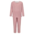thumbnail image 2 of Hirigin Family Christmas Pajamas Matching Sets, Striped Long Sleeve Tops Elastic Waist Pants for Fall Winter, 2 of 7