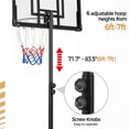 thumbnail image 4 of 6 - 7ft Adjustable Kids Basketball Hoop with Wheels - 28" Backboard, Portable Indoor/Outdoor Basketball Set for Children, 4 of 8