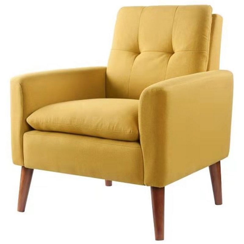 Devion Furniture Polyester Fabric Accent Chair in Yellow