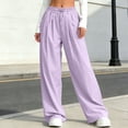 thumbnail image 5 of AHTJRT Drawstring Pants for Girls Boys Casual Lightweight Elastic Waist Trousers with Pockets Summer Outdoor Camping Hiking Fishing Bottoms Purple 5-6 Years, 5 of 6
