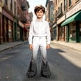 thumbnail image 5 of UJNDER Kids Gradient Color Flared Trousers Elastic Waist Soft Comfortable Blend Everyday Wear Kids Pants,01_Grey,13-14 Years, 5 of 6