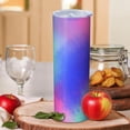 thumbnail image 2 of 20oz Stainless Steel Skinny Tumbler with Telescopic Straw, Vacuum Insulated Slim Travel Cup, 360° Full Wrap Printed, Colorful Aurora Print, 2 of 6