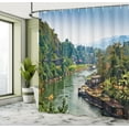 thumbnail image 5 of Ambesonne Colorful Shower Curtain, Tropic Thai Village, 69"Wx84"L, Forest Green Turquoise, 5 of 5