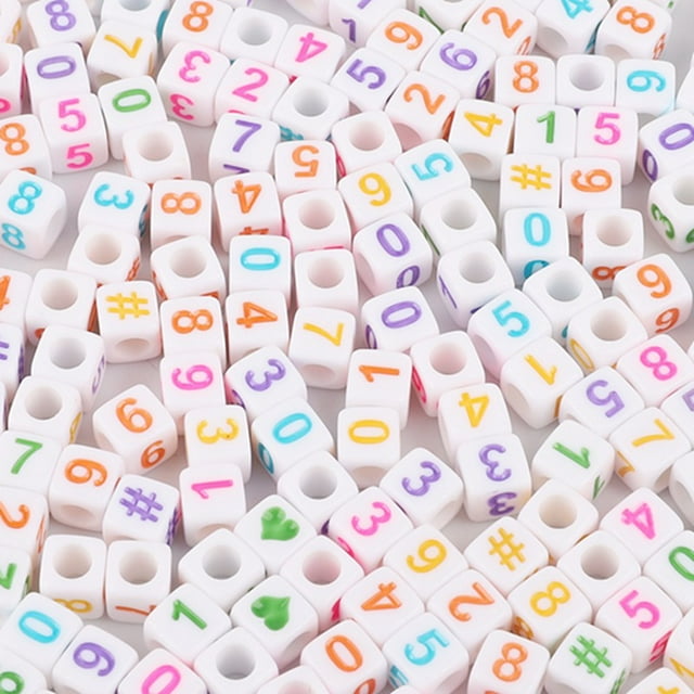 400 Pcs Perles Acryliques 6 mm Chiffre Lettre pour Bricolage Bracelet Collier Fournitures Fabrication de Bijoux Accessoires, Perles Blanches