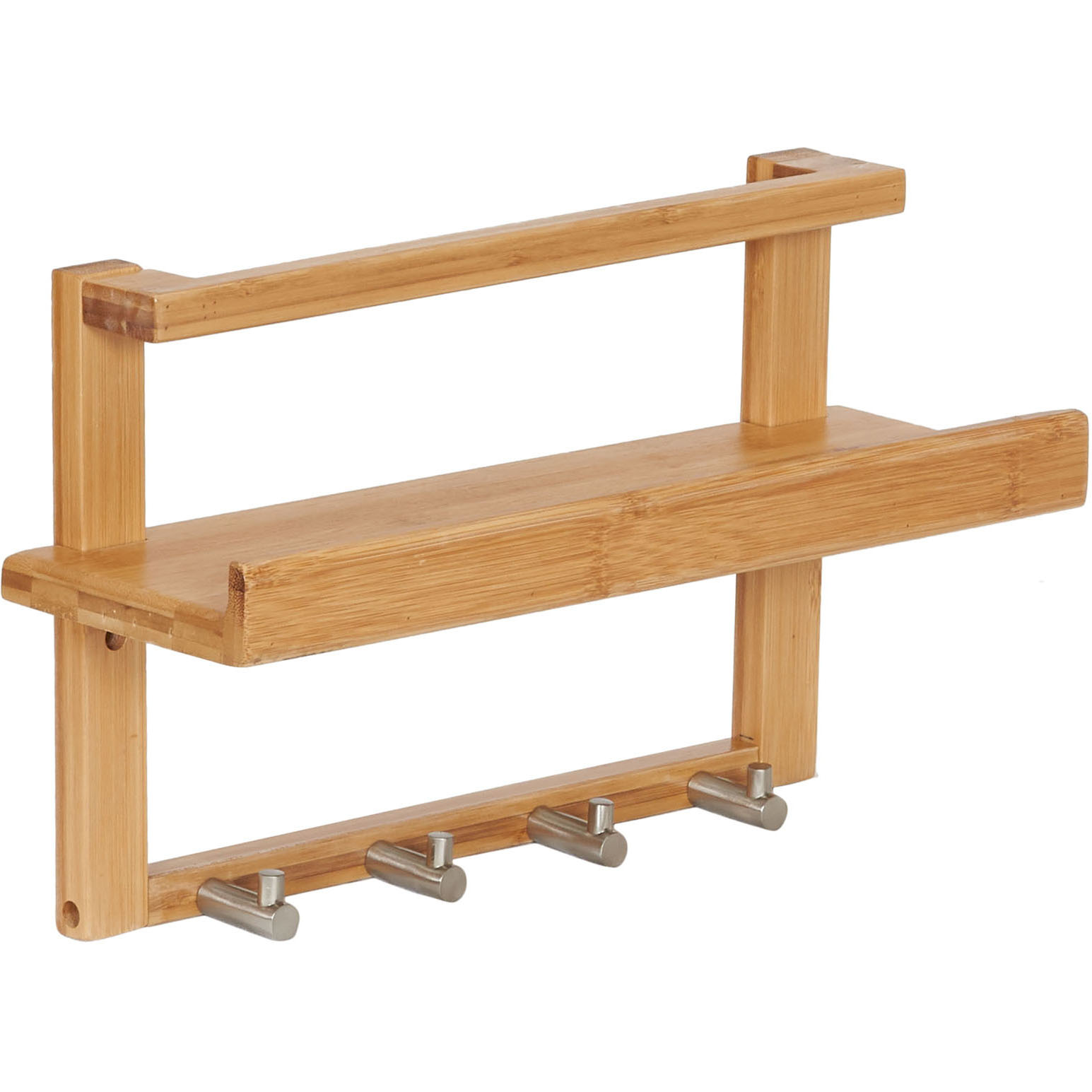 Household Essentials Wall Décor Solid Shelf with 4 Hooks