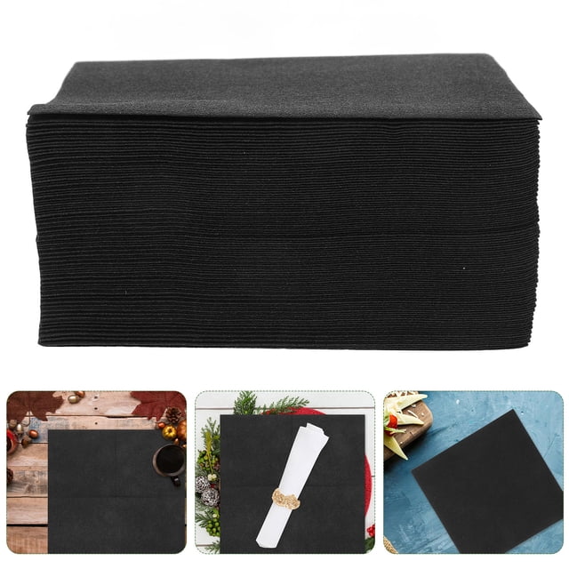 OULII 50 Pcs Serviettes de Table en Papier Noires Design Classique pour Utilisateurs Domestiques Festivals