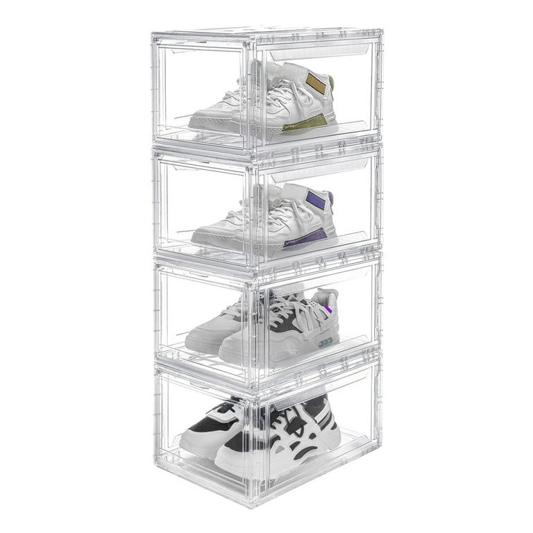 4 Pack Premium Stackable Shoe Storage Boxes
