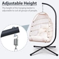 thumbnail image 5 of Patio Egg Chair with Stand,Outdoor Swing Egg Chair with Aluminum Alloy Steel Frame, Indoor Hanging Chair with Soft Cushion,Foldable Basket,350lbs Capacity,for Patio,Bedroom,Balcony,Light Gray, 5 of 7