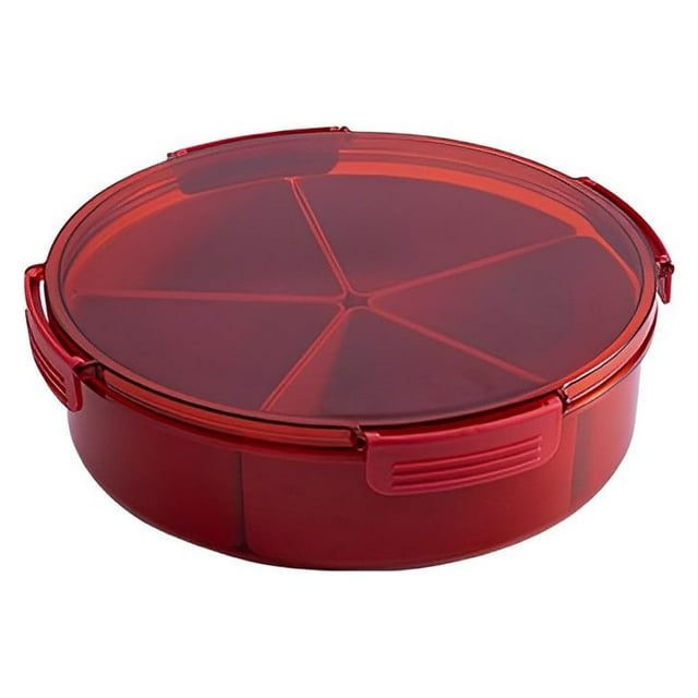 Divided Serving Tray with Lid Round Snack Container Candy Appetizer Nut Sugar Peanut Dish Home Living Room Restaurant Red