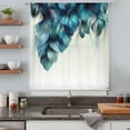 thumbnail image 5 of Turquoise Feather Sheer Curtains 45 Inches Long, Abstract Beige Peacock Feather Light Filering Curtains, Breathable Simi Curtain Privacy Drapes for Kitchen Bathroom Lightweight Small Window Treatment, 5 of 9