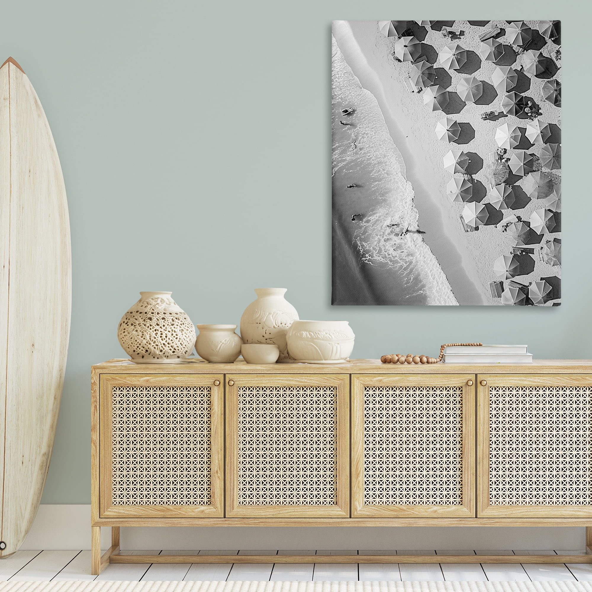 Stupell Industries Aerial View Beach People Photography Wrapped Canvas Art Print Wall Art, 36 x 48