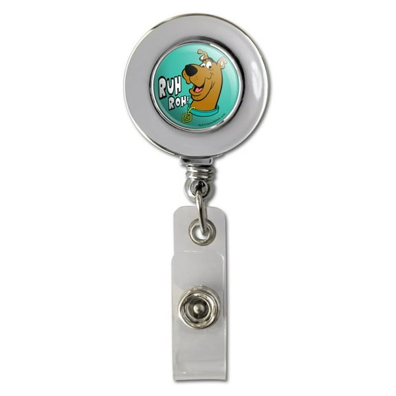 Scooby-Doo Ruh Roh Retractable Reel Chrome Badge ID Card Holder Clip