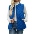 thumbnail image 5 of SDNall Women's Quilted Sleeveless Puffer Vest, Solid Color Side Zipper Pocket Jacket for Winter Layering, 5 of 9