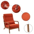 thumbnail image 2 of Accent Chair, Modern Linen Fabric Upholstered Armchair with High Back and Pillow, Comfy Single Sofa Chair with Padded Cushion and Solid Wood Legs Reading Chair for Living Room Office, Burnt Orange, 2 of 7