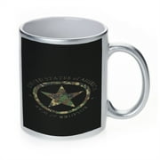 KuzmarK Silver Sparkle Coffee Cup Mug 11 Ounce - Military Soldier Of War Camouflage