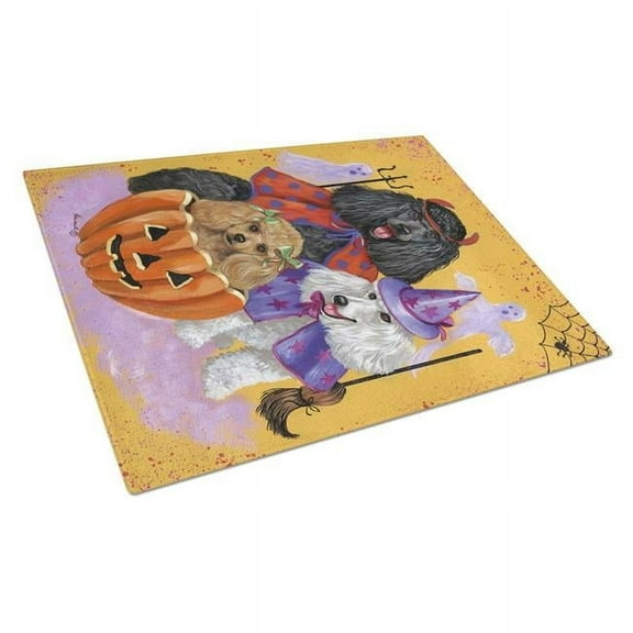 Poodle Halloween Glass Cutting Board - Large