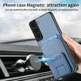 thumbnail image 5 of Case for Samsung Galaxy A32 5G with Hidden Kickstand, Carbon Fiber Texture Wallet Case with Card Holder for Galaxy A32 5G Magnetic Car Mount Shockproof Military Grade Protection Cover, Blue, 5 of 10
