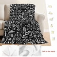thumbnail image 5 of Mushroom Black Blanket Soft Cozy Warm Throw Blanket for Couch, Plush Fuzzy Flannel Fleece Blankets for Sofa, Vintage Botanical Plant Herb Ferns Flower Bed Blankets Lightweight Gifts for Men, 40"x50", 5 of 9