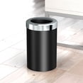 thumbnail image 3 of Gatco Latitude II Stainless Steel 2.9 Gallon Round Wastebasket with Removable Lid, Matte Black/Chrome, 3 of 5
