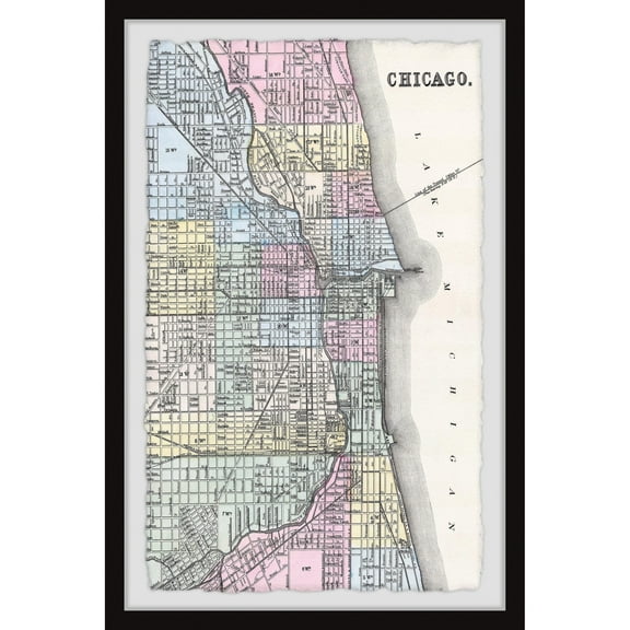 Marmont Hill Colored Chicago Street Map Framed Wall Art, 8" x 12"