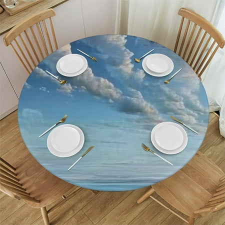 

Sheronv Clouds Round Tablecloth Stain-Resistant & Washable for Indoor Outdoor Restaurants Weddings Parties Home Kitchen Decor 54 -58