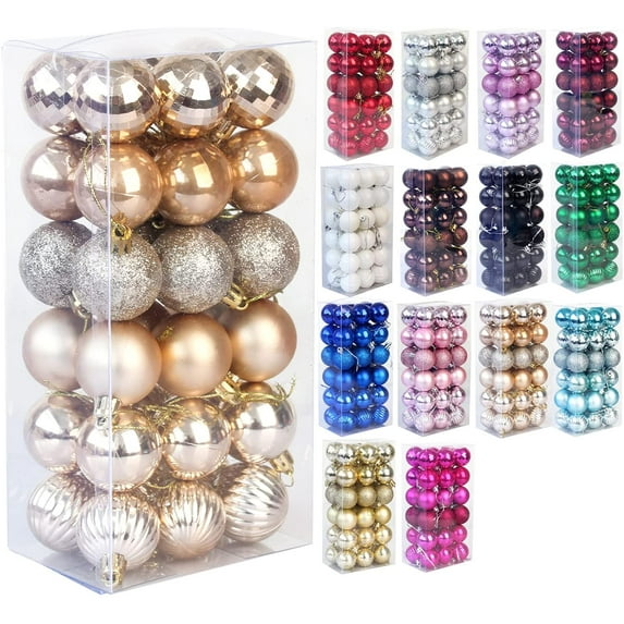 Pogimechy Christmas Balls Ornaments Christmas Tree Decoration, 72Pc Shatterproof Baubles Christmas Decorations Tree Balls for Glitter Christmas Party Wedding,Glod