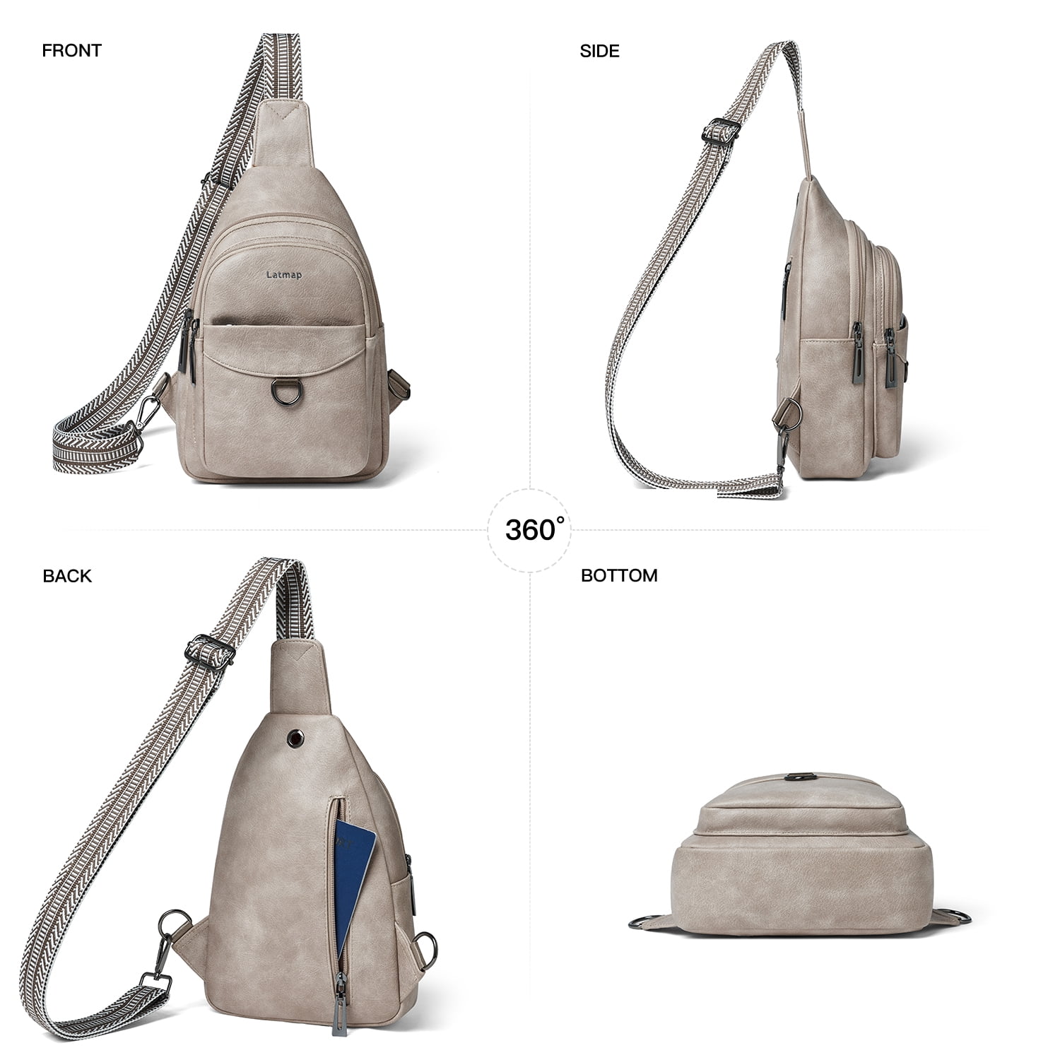 7L Crossbody Sling Bag, Anti-Theft Travel Chest & Belt Bag for Women and Men, Faux Leather