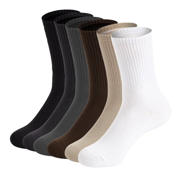 6 Pairs Womens Crew Socks Size 6-11 - Lightweight Thin Casual Socks for Women, Breathable Cotton Blend Calf Length Socks for Daily Wear