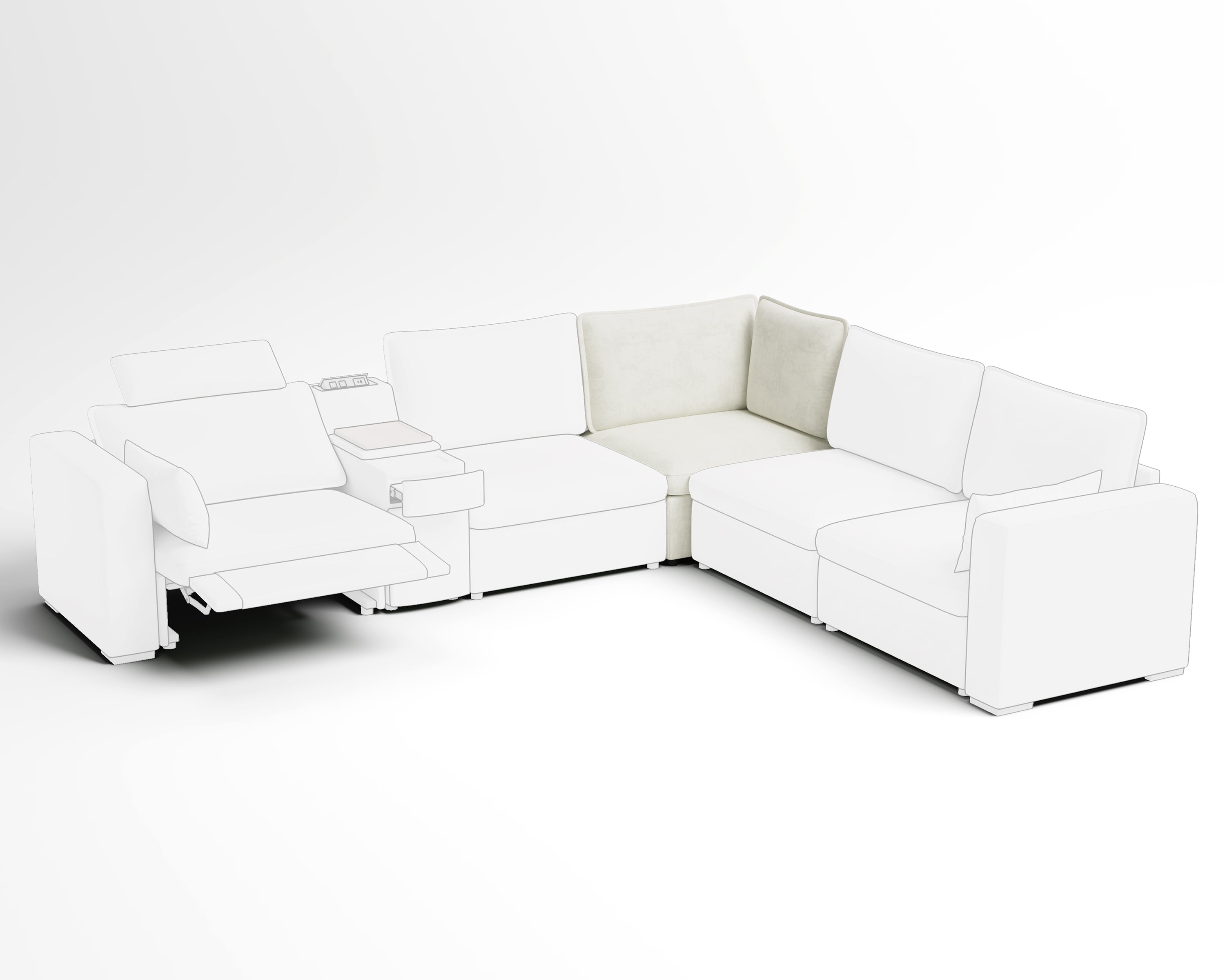 BEDEEP Chenille Corner Seat, White