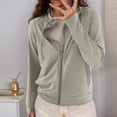 thumbnail image 2 of Tanghaowl Women's Summer Zip Up Hoodie With Mesh Sleeve Lightweight Sun Jacket Khaki M, 2 of 5