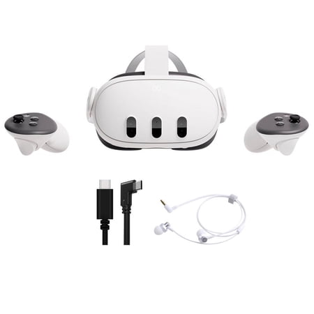 2023 New Meta Quest 3 All-In-One VR Headset 128GB Virtual Reality with Touch Plus Controllers, 2064 x 2208 up to 120 Hz Refresh Rate LCD, Enhanced Graphics, Slimmer Optics, Mytrix Cable & Earphones