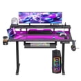 thumbnail image 5 of Sioweci Standing Desk, 48x24 Inch Adjustable Sit Stand Desk with Bookshelf & Monitor Stand, Standing Gaming Desk with LED Light Strip, Stand up Desk for Home Office, 5 of 11