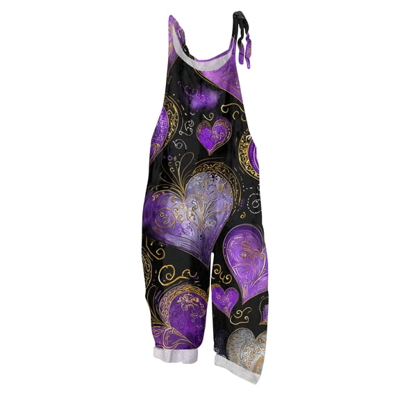 Fgvctg Valentine's Day Jumpsuits for Women Overalls Wide Leg Pant Spaghetti Straps Comfy Love Heart Graphic Jumpsuit Sleeveless Bib Overalls Sprimg Romper Clothes With Pockets Hot Pink 4XL