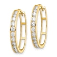 thumbnail image 2 of Primal Gold 14 Karat Yellow Gold Cubic Zirconia Hinged Hoop Earrings, 2 of 5