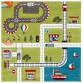 thumbnail image 2 of SAFAVIEH Carousel Kids Devan Train Track Area Rug, Green/Ivory, 5'3" x 5'3" Square, 2 of 10