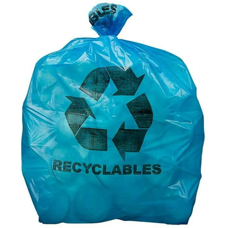 Plasticplace 12-16 Gallon Recycling Bags with Symbol, 250 Count, Blue 